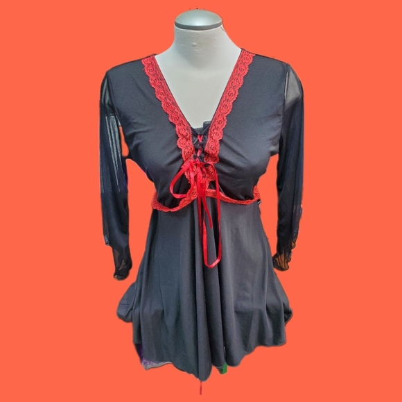 Lacey Front Corset Dare to Wear Mesh Sleeve Bewitched Top - Picture 1 of 5